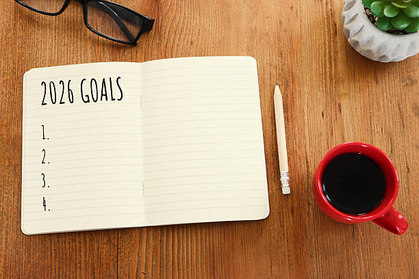 istock Top view image of notebook with the text goals 2026 2247277348
