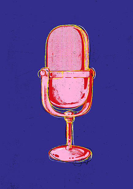 Vintage Microphone in bright silk screen Pop Art style