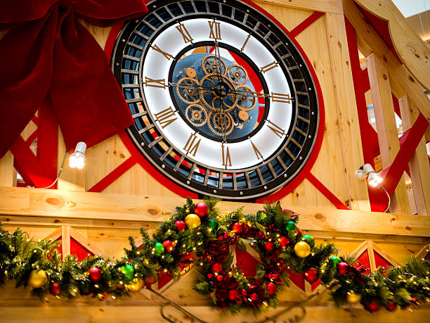 istock Festive Clock with Christmas Garland and Holiday Decor 2247282330