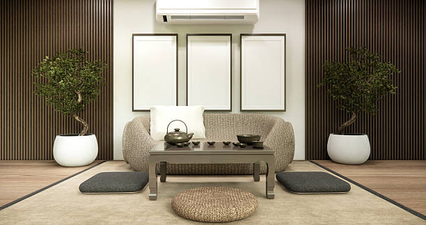istock living rooom japanese on Modern room interior wabisabi style.3D rendering 2247286949