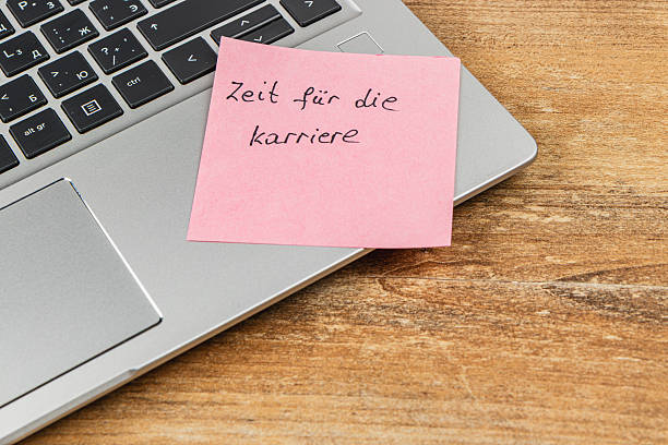 istock Time for career motivation with sticky note on laptop 2247288402