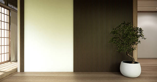 istock Architecture and interior concept Empty room and wood panels wall background 3D illustration rendering 2247288450