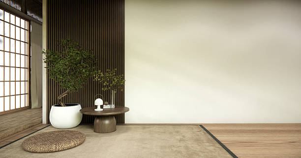 istock Architecture and interior concept Empty room and wood panels wall background 3D illustration rendering 2247288468