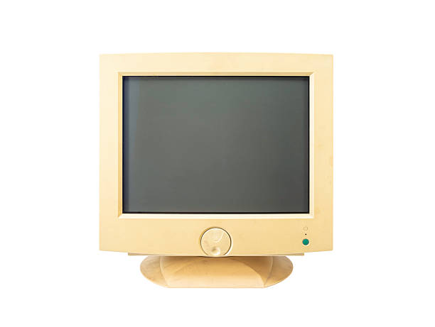 old and obsolete computer monitor isolated on white background with clipping path