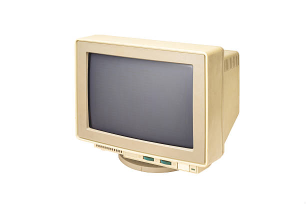 Blank screen monitor on green color background, new year Christmas concept. Digitally generated image.