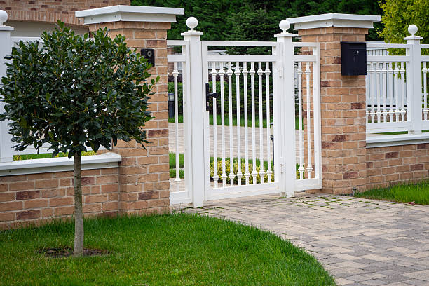 Close up of the fence in the park courtyard