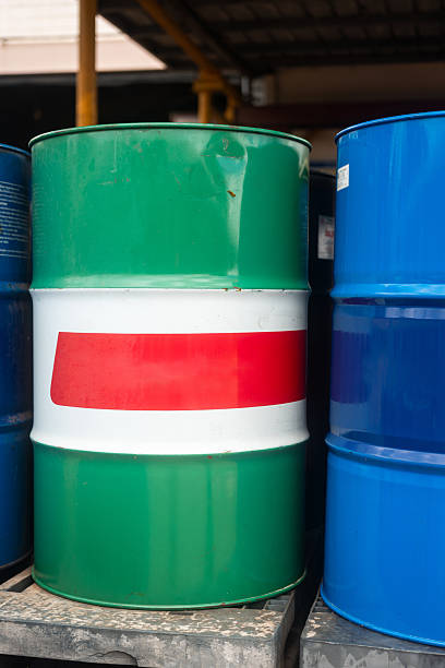 istock Old used chemical or oil barrel. 2247295106
