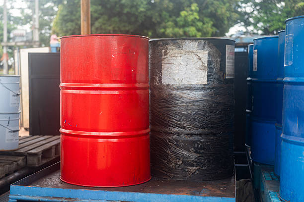 istock Old used chemical or oil barrel. 2247295108