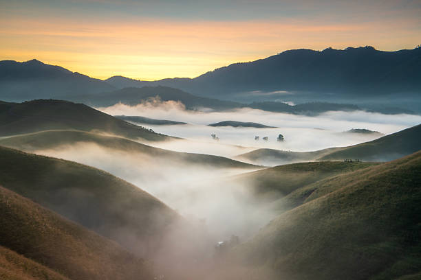 Beautiful morning mist  Phu Hua Lon, Xaysomboun, Laos. It is the most suitable place for relaxation and travel.