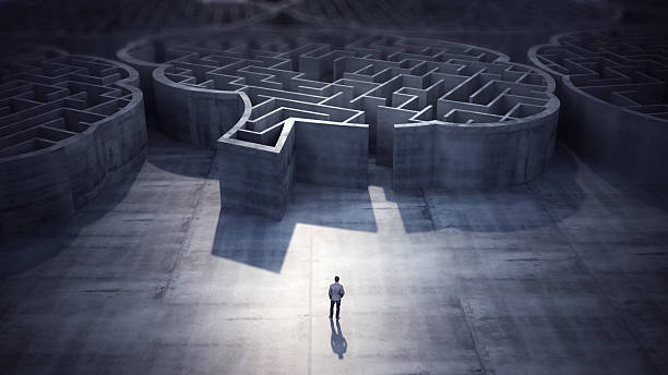 istock Businessman heading towards Brain shaped maze, Success Concept 2247305161