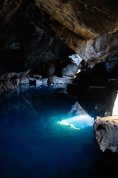 istock Serene underwater scene in a cave with crystal-clear blue water reflecting light, showcasing natural rock formations and tranquil ambiance for relaxation and exploration 2247314251