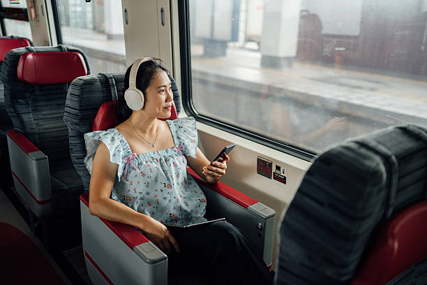 istock Carried Forward by Technology and Motion, She Enjoys a Film That Turns Her Train Ride Into a Personal Theater 2247314857
