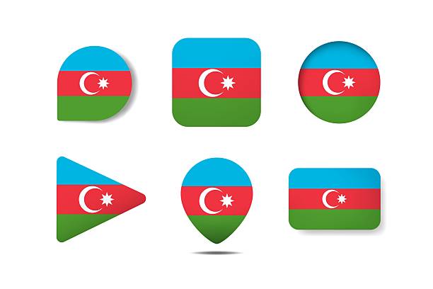 istock Set of Azerbaijan Flag Icons  in Various Round, Square, and Triangular Shapes 2247315891