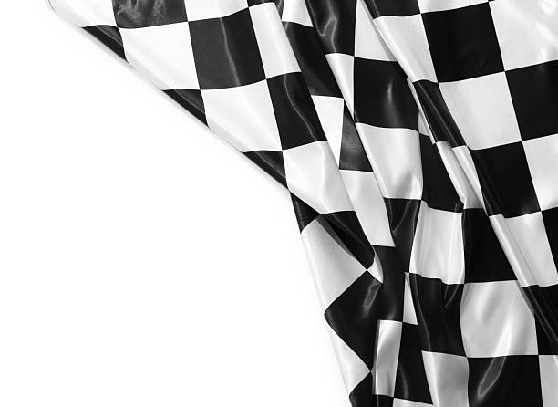 istock Checkered finish flag isolated on white, top view 2247320608