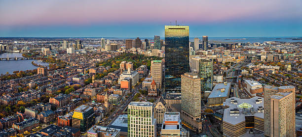 istock Boston Skyline Panorama Aerial View at Dusk 2247334375