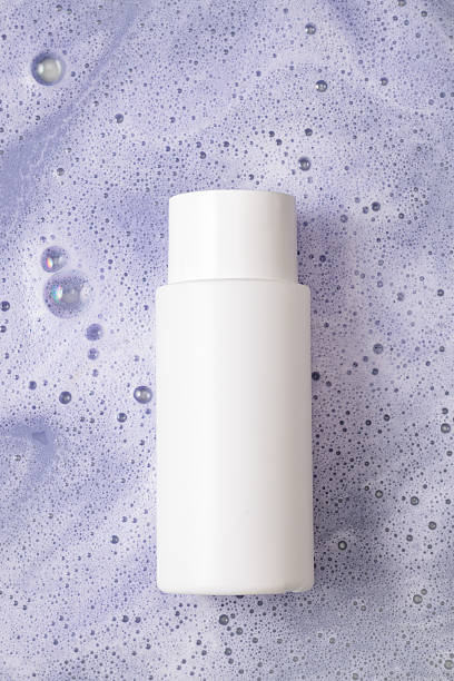 istock purple shampoo foam, foam with bubbles, shampoo bottle mockup, white bottle mock up 2247335016