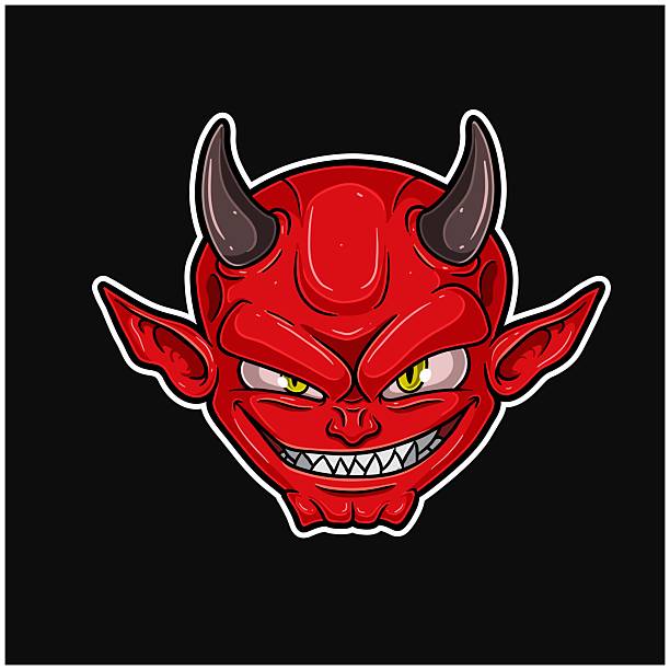 istock Cartoon Mascot Character of  Red Evil head with evil and smiley face. 2247339430