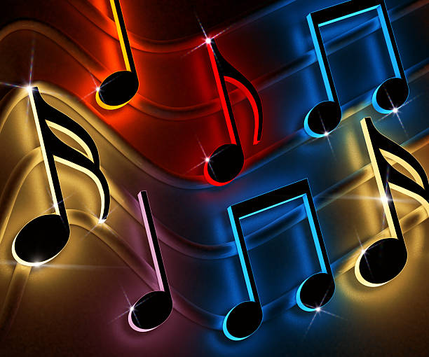 Song and melody concept.3d illustration for music festivals and jazz and pop concerts. Leisure and night entertainment.