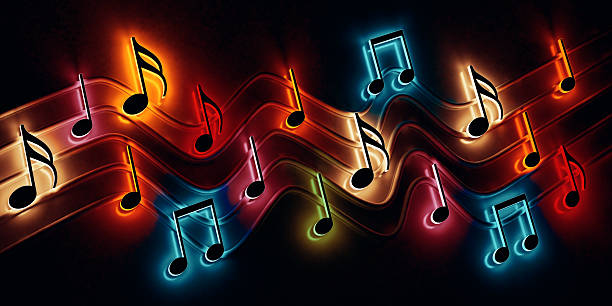 Song and melody concept.3d illustration for music festivals and jazz and pop concerts. Leisure and night entertainment.