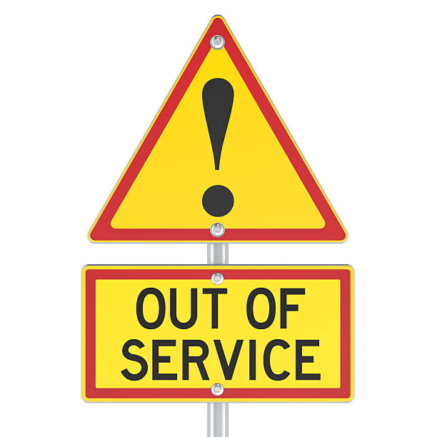 Out of Service, warning road sign. 3D rendering isolated on white background