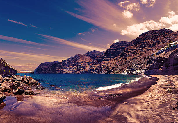 Scenery landscape in Canary island.Sea and bech