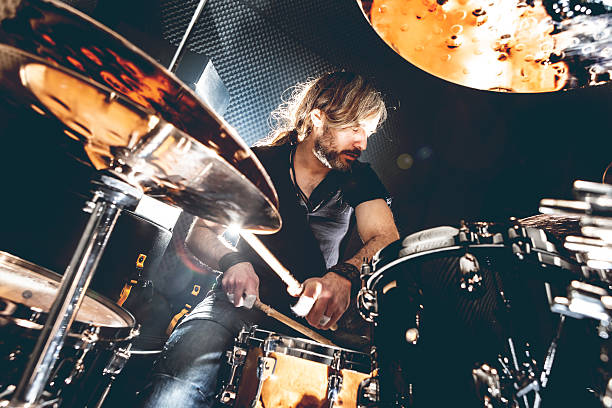 Music background. Playing drum and music concert concept.