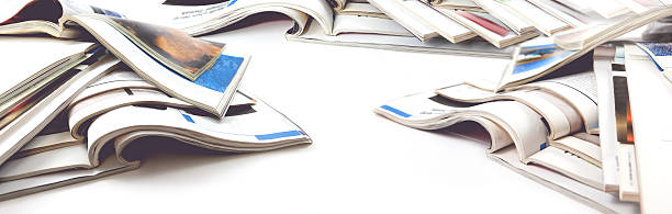 Newspaper and journal. Entertainment and leisure. Publication in magazin and books background