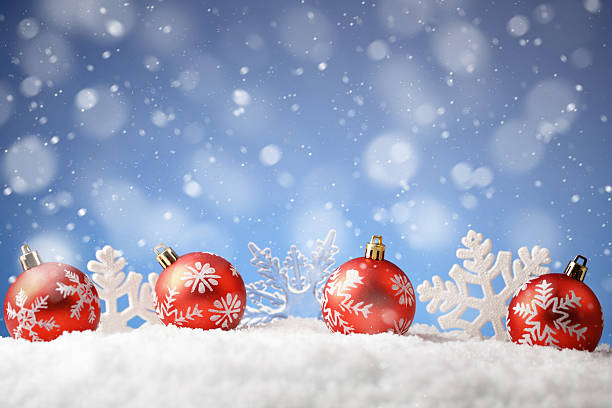 istock Christmas balls and snowflake with snow on color background 2247352229