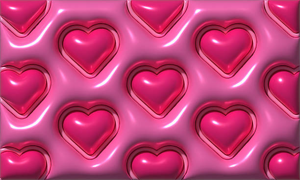 istock Repeating pattern of pink hearts, set in a pink textured relief. Conceptually themed around love, romance, and celebration. 3D rendering illustration. 2247360742