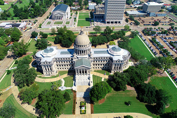 istock aerial view Jackson MS Capitol Building 2247360755