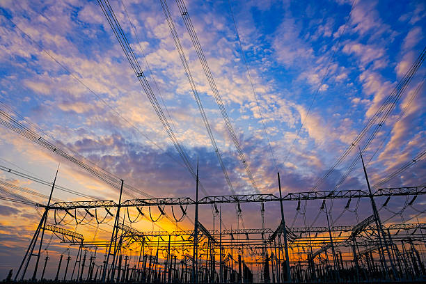 istock The power supply facilities of contour in the evening 2247363826