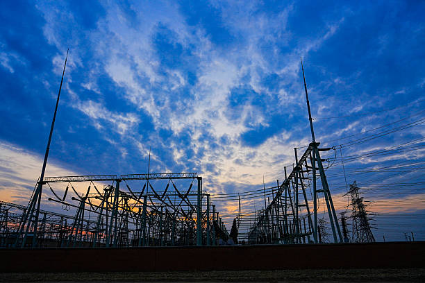 istock The power supply facilities of contour in the evening 2247363959