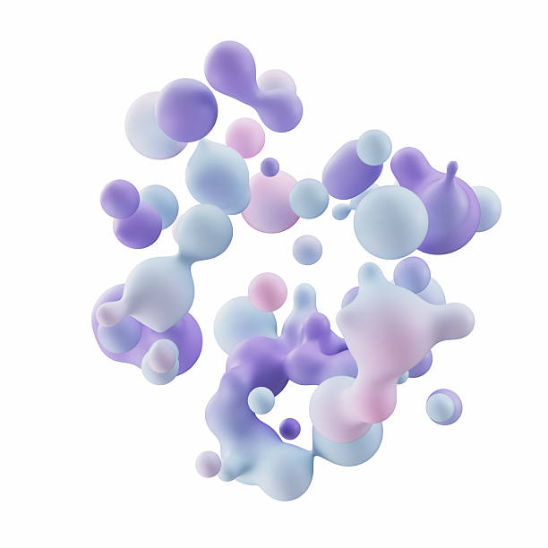 istock Abstract Multi-Color Glossy Metaballs spheres in flight. Realistic render of bubbles or blob mesh Isolated on White background. 2247372081