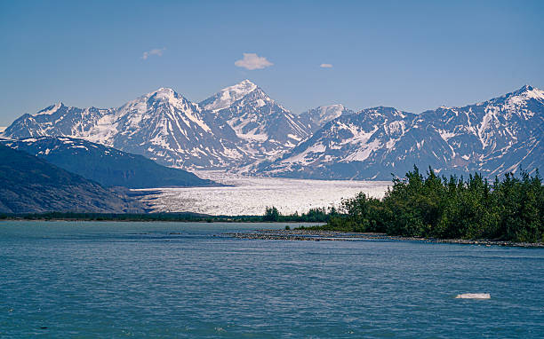 istock Snowy mountains and glacier behind a lake in Alaska 2247376060