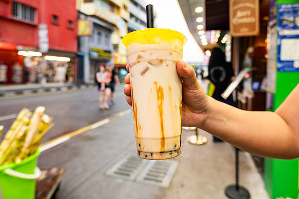istock Bubble Tea, or Taro Milk tea, cup in Asia 2247377238