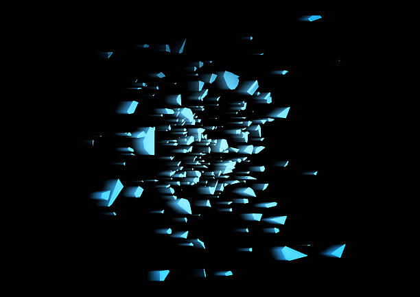3d illustration of glowing blue shards speed effect in abstract technology background