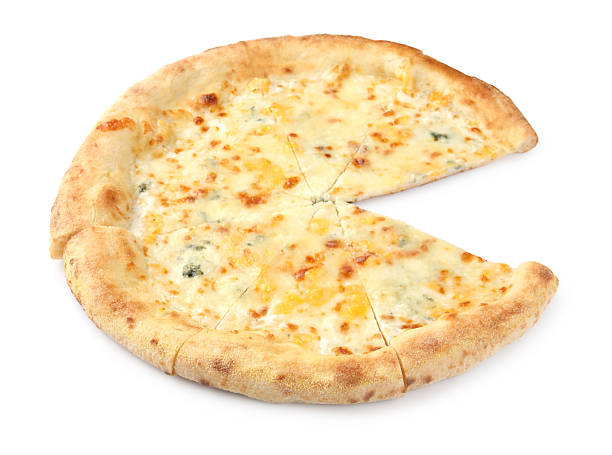 istock Delicious cut cheese pizza isolated on white 2247391596