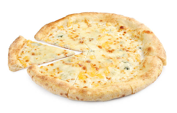 istock Delicious cut cheese pizza isolated on white 2247391607