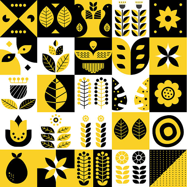 abstract yellow and black banner, poster, cover, or postcard. geometry Modern scandinavian style, vector illustration background