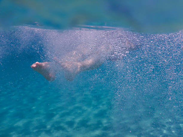 Underwater shot of man swimming