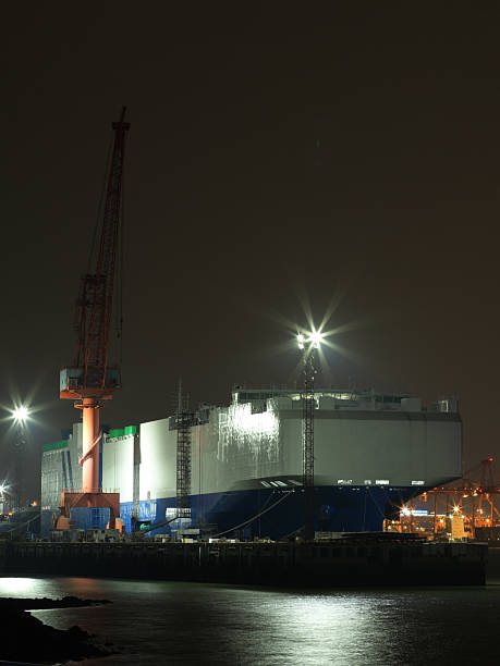 istock A COSCO SHIPPING Container Ship at the Port During Nighttime with Illuminated Cranes and Reflections on Water 2247400418