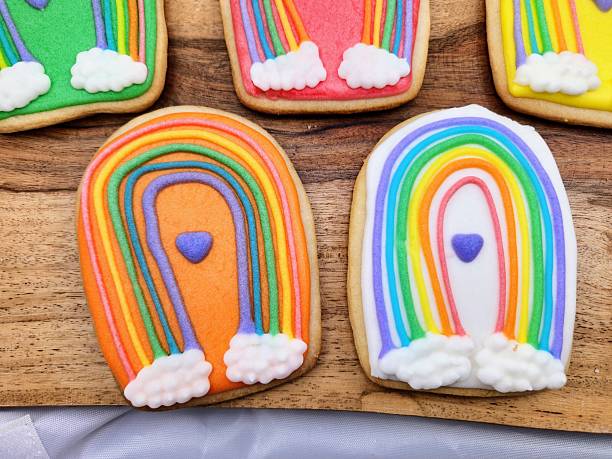 istock Bright and Colorful Rainbow Cookie with Vibrant Icing 2247400762