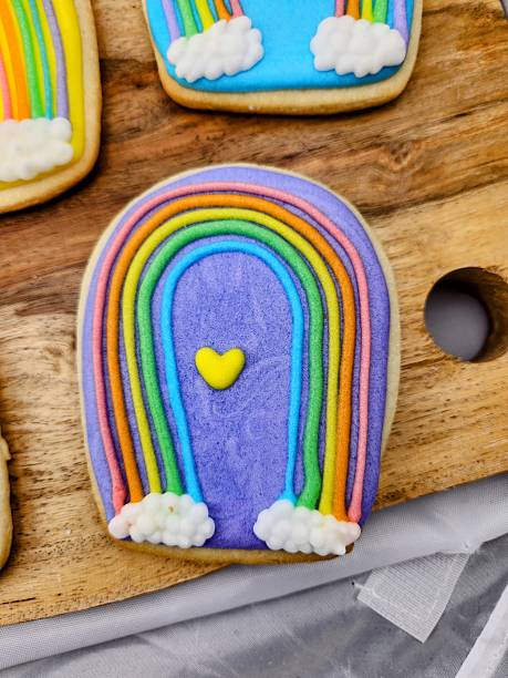 istock Bright and Colorful Rainbow Cookie with Vibrant Icing 2247400856