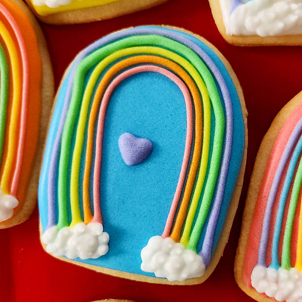 istock Bright and Colorful Rainbow Cookie with Vibrant Icing 2247400857