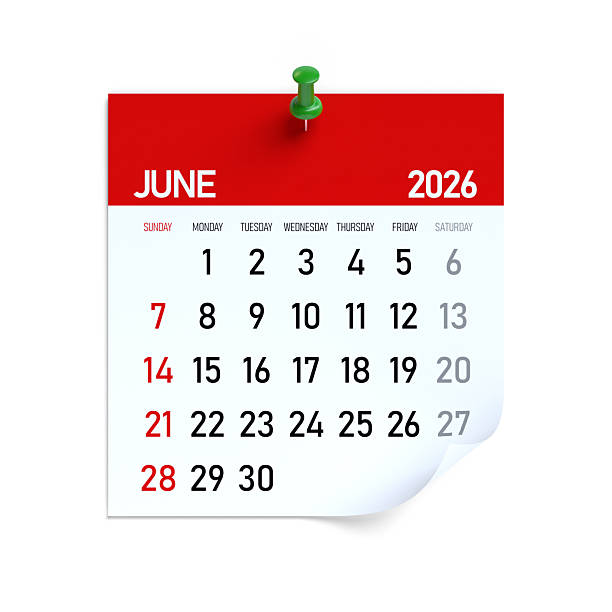 istock June 2026 calendar page pinned on white wall 2247402303