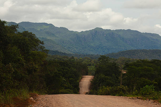 istock Winding Dirt Road Leading to Green Forest-Covered Mountains 2247408743