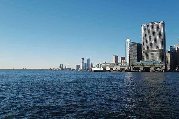 Lower Manhattan Financial District New York skyline in a sunny day