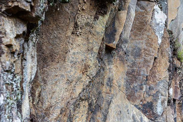 istock Fractured rock wall with layered minerals and worn textures forming earthy abstract 2247410887