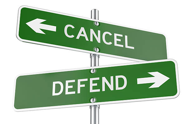 istock Cancel or Defend green direction arrows, street signs. 3D rendering 2247420789