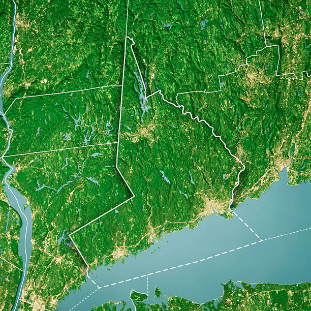 istock Fairfield County CT Satellite Topographic Map 3D Render Color Border 2247428162
